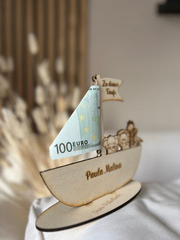 Taufgeschenk personalisiert Arche Noah als Geldgeschenk aus Holz