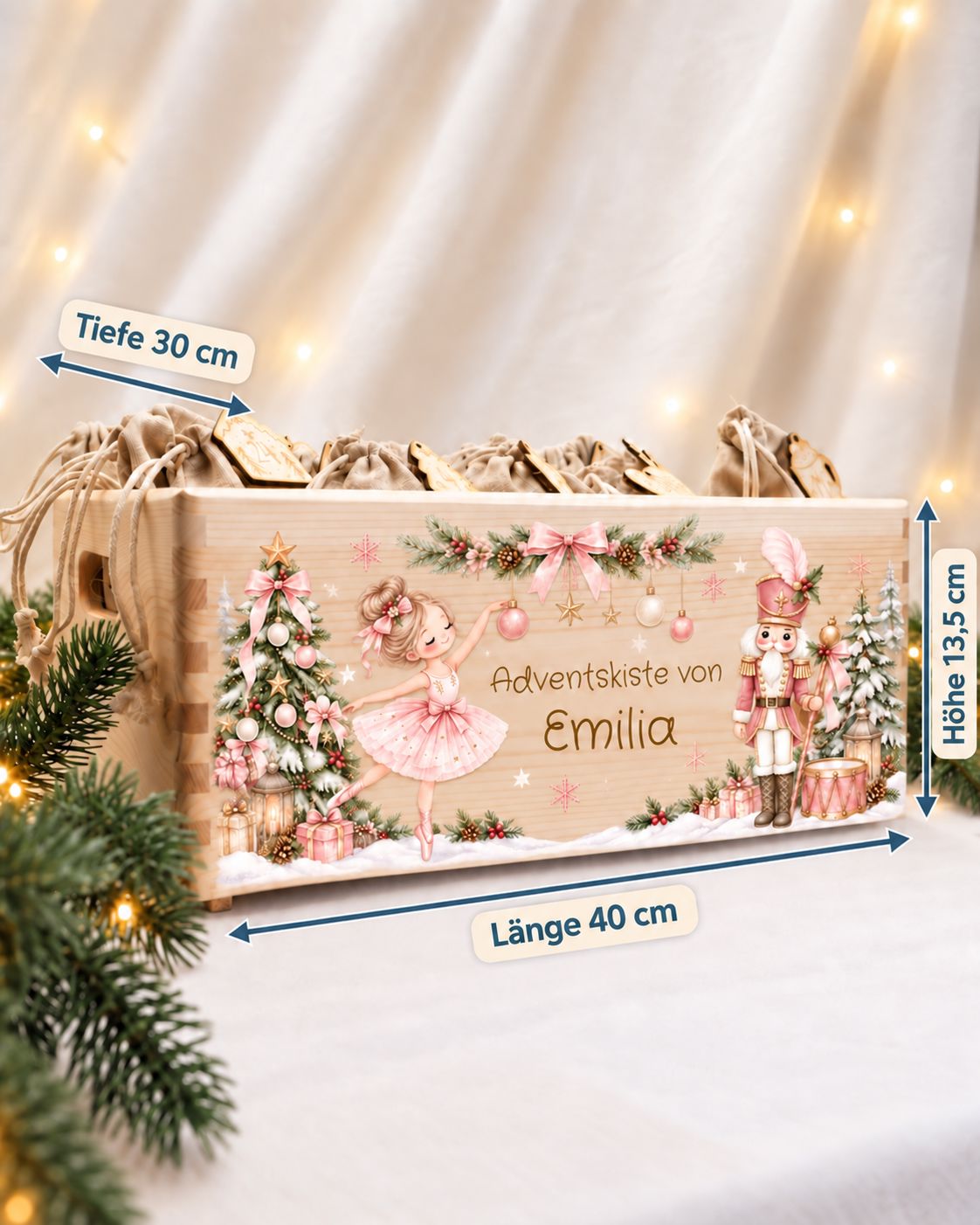 Adventskiste personalisiert Ballerina und Nussknacker Adventskalender MiniPiShop 