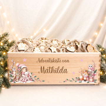 Adventskiste personalisiert für Mädchen rosa Hase Adventskalender MiniPiShop 