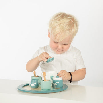 Label Label Holz Tee Set blau