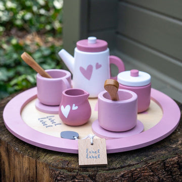 Label Label Holz Tee Set rosa