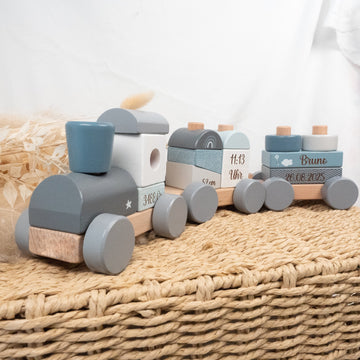 Holzzug zur Geburt Blau