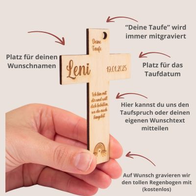 Kinderbibel personalisiert - Taufgeschenk mit Holzkreuz Buch minipishop 