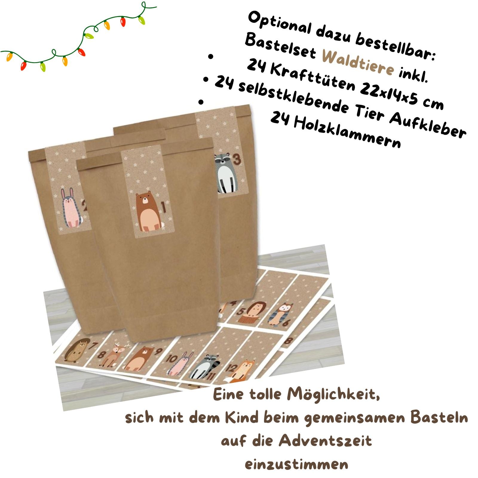 Personalisierter Adventskalender zum Befüllen Motiv Arche Tiere Adventskalender minipishop Adventskalender + DIY Set Waldtiere 