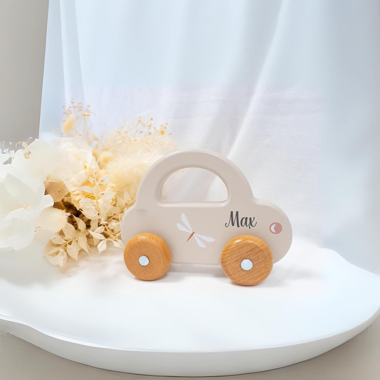 Spielzeug Holzauto personalisiert beige Holzspielzeug MiniPiShop 