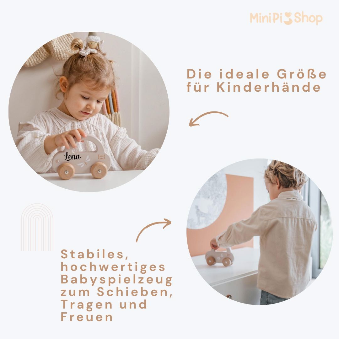 Spielzeug Holzauto personalisiert Beige (Nougat) Holz Auto MiniPiShop 