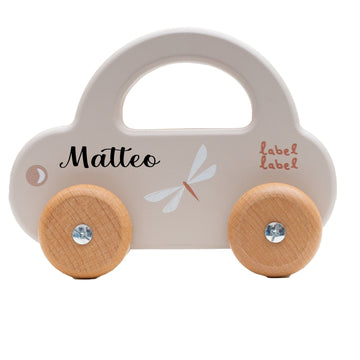 Label Label Spielzeug Holzauto personalisiert Beige (Nougat)