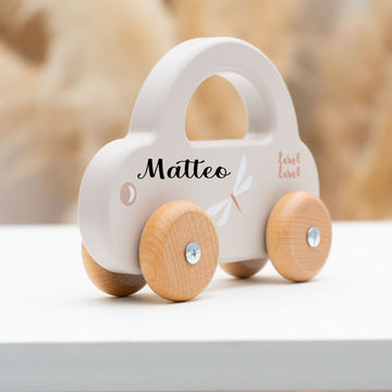 Label Label Spielzeug Holzauto personalisiert Beige (Nougat)