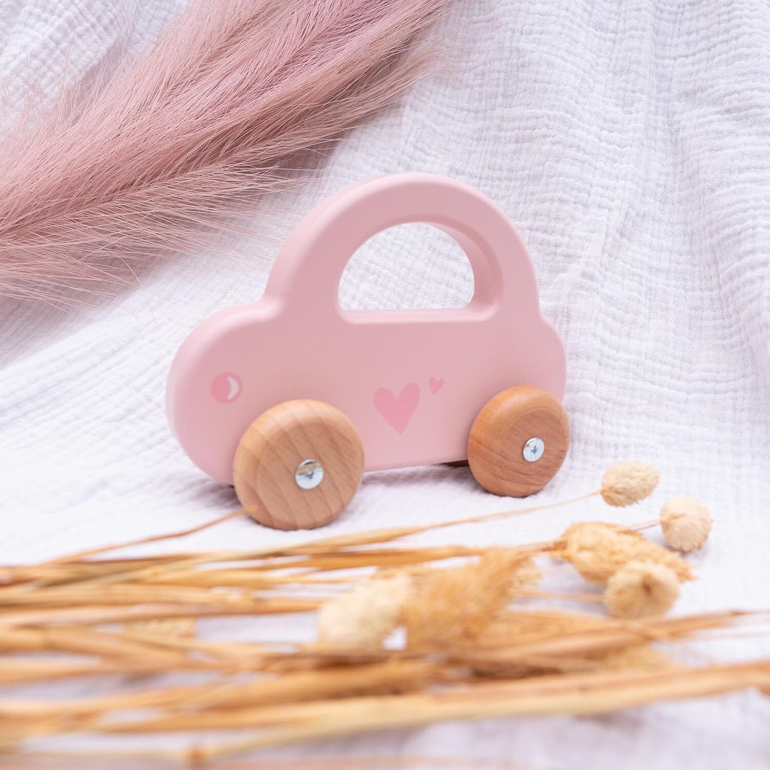 Spielzeug Holzauto personalisiert rosa Holzspielzeug MiniPiShop 