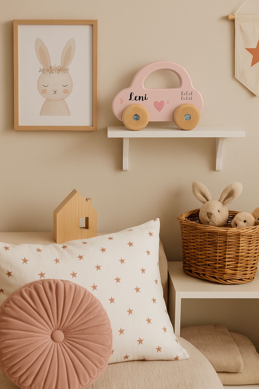 Spielzeug Holzauto personalisiert Rosa Mädchen Holz Auto MiniPiShop 