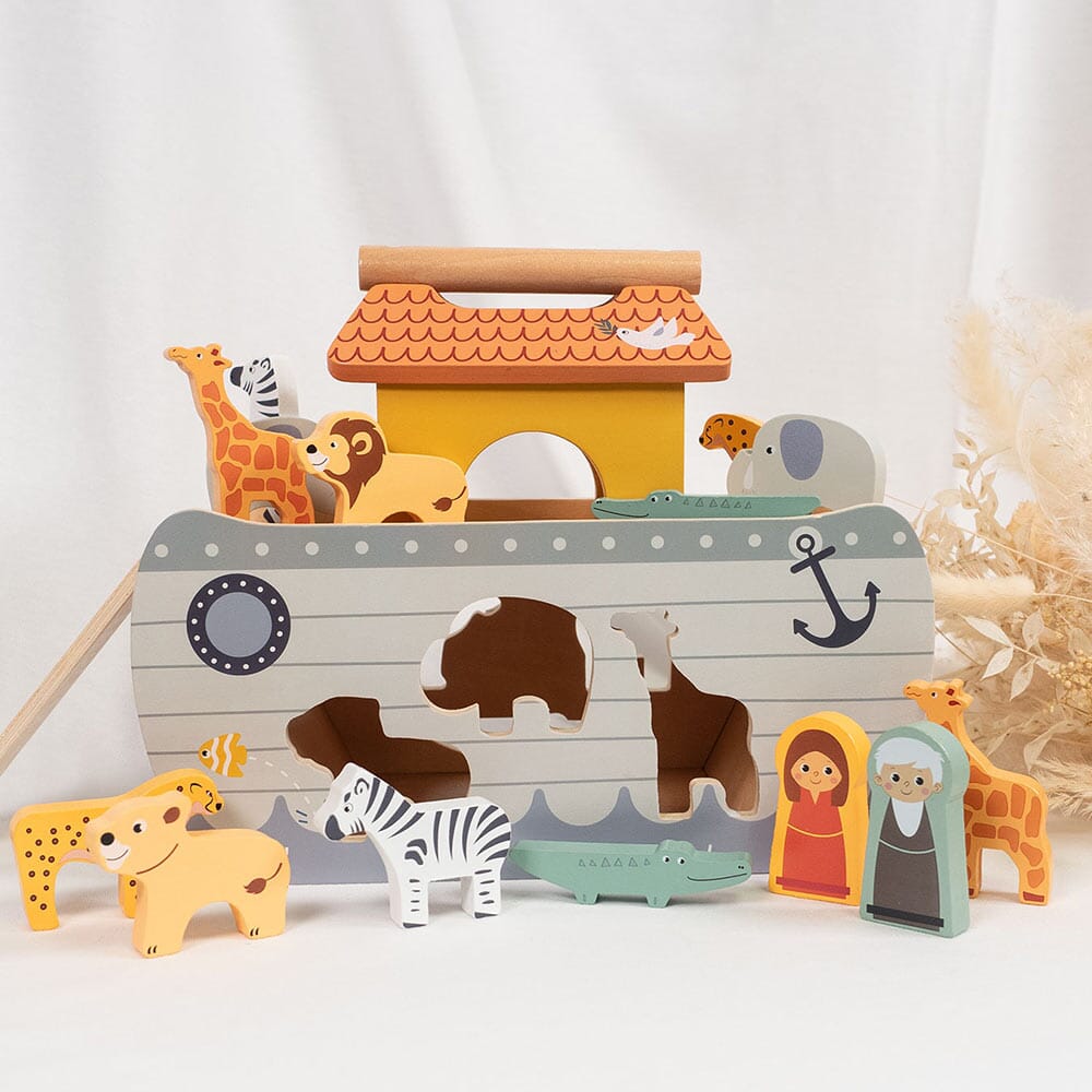Steckspiel Holz Arche Noah personalisiert Taufgeschenk zur Taufe Holzspielzeug Small Foot Arche ohne Personalisierung 