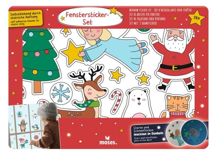 Fenstersticker nachtleuchtend Weihnachten Moses 