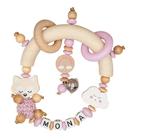 Greifling mit Namen Mädchen Fuchs Wolke Regenbogen Holz Greifling MiniPiShop 