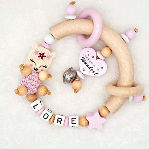 Greifling mit Namen Mädchen Reh Ein bisschen Mama Papa rosa Greifling MiniPiShop 