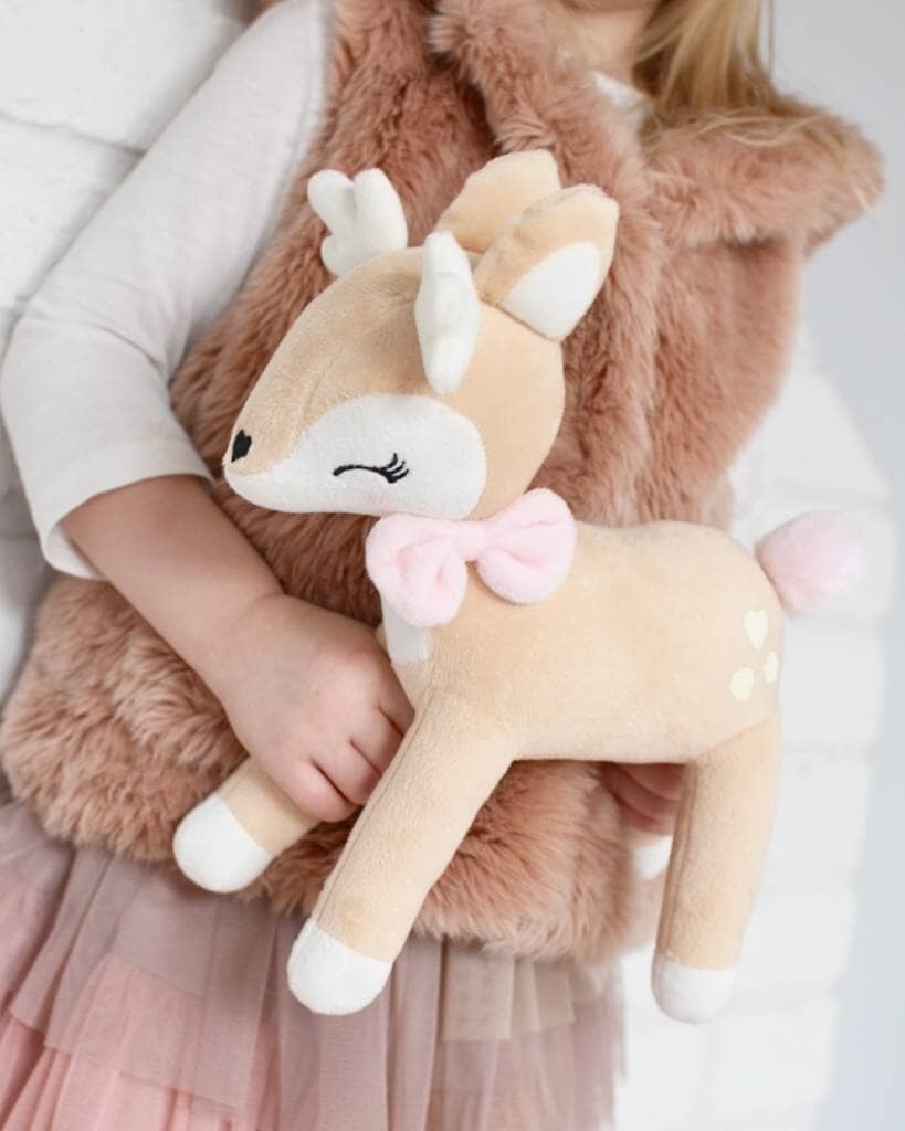 Kuscheltier Reh mit Namen personalisiert rosa Schleife Kuscheltier minipishop 