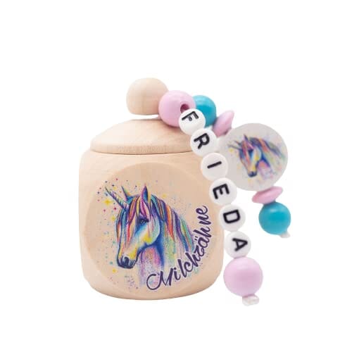 Milchzahndose mit Namen Einhorn Lila Bunt Milchzahndose minipishop Milchzahndose mit Namen 