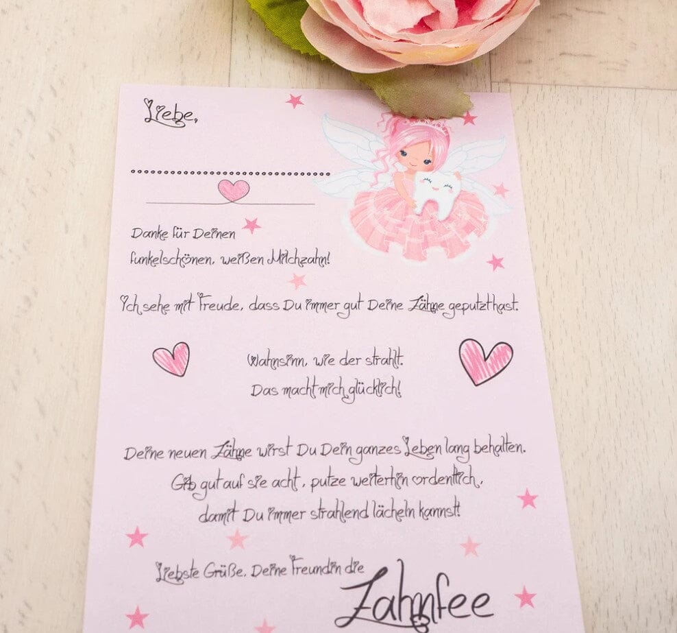 Milchzahndose mit Namen Einhorn Lila Rosa Milchzahndose minipishop Milchzahndose +Brief der Zahnfee 