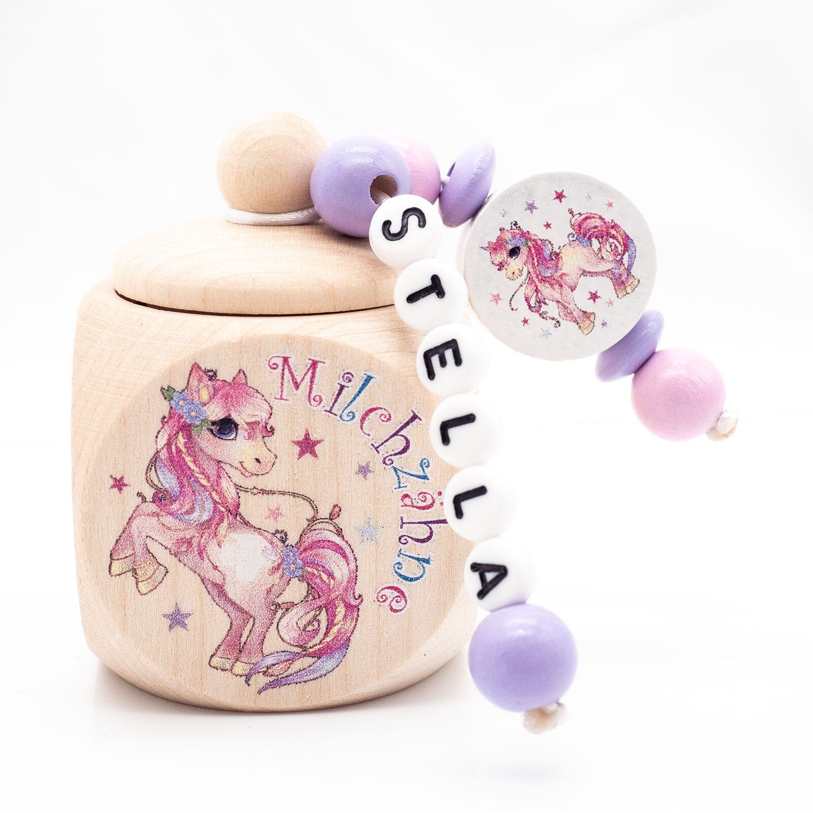 Milchzahndose mit Namen Einhorn Lila Rosa Milchzahndose minipishop Milchzahndose mit Namen 