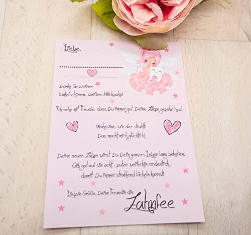 Milchzahndose mit Namen Hase Mädchen Holz Milchzahndose minipishop Milchzahndose +Brief der Zahnfee Rosa 
