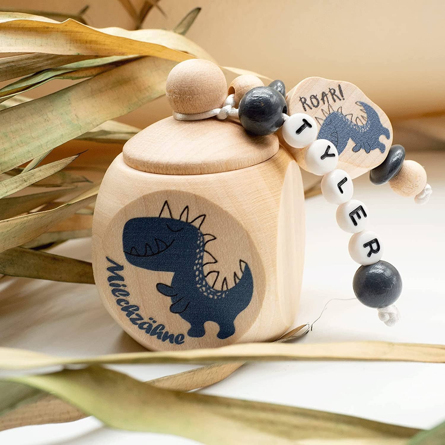 Milchzahndose mit Namen Junge Dino ROAR Milchzahndose minipishop 