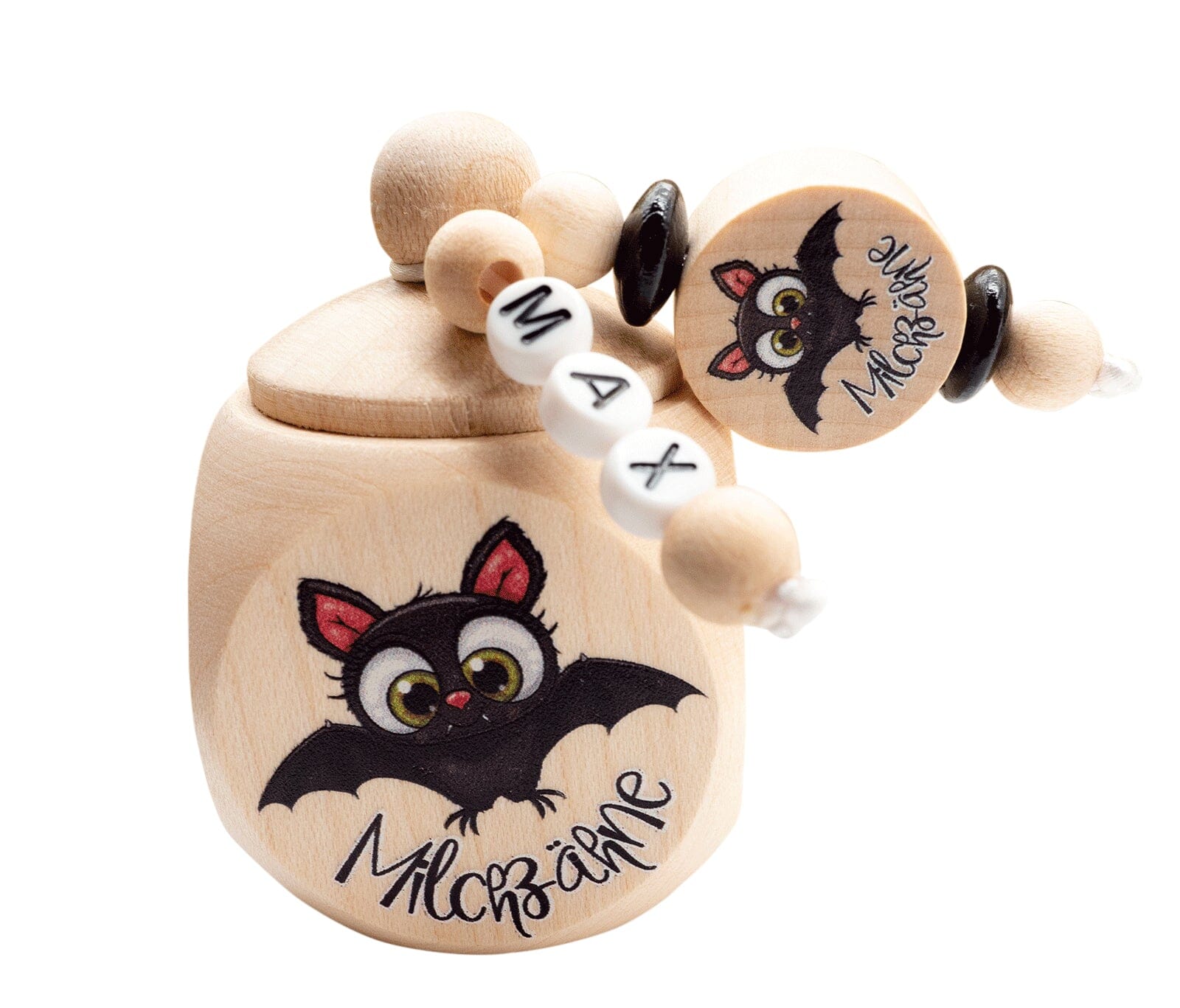 Milchzahndose mit Namen Junge Fledermaus Schwarz Milchzahndose minipishop Milchzahndose mit Namen 