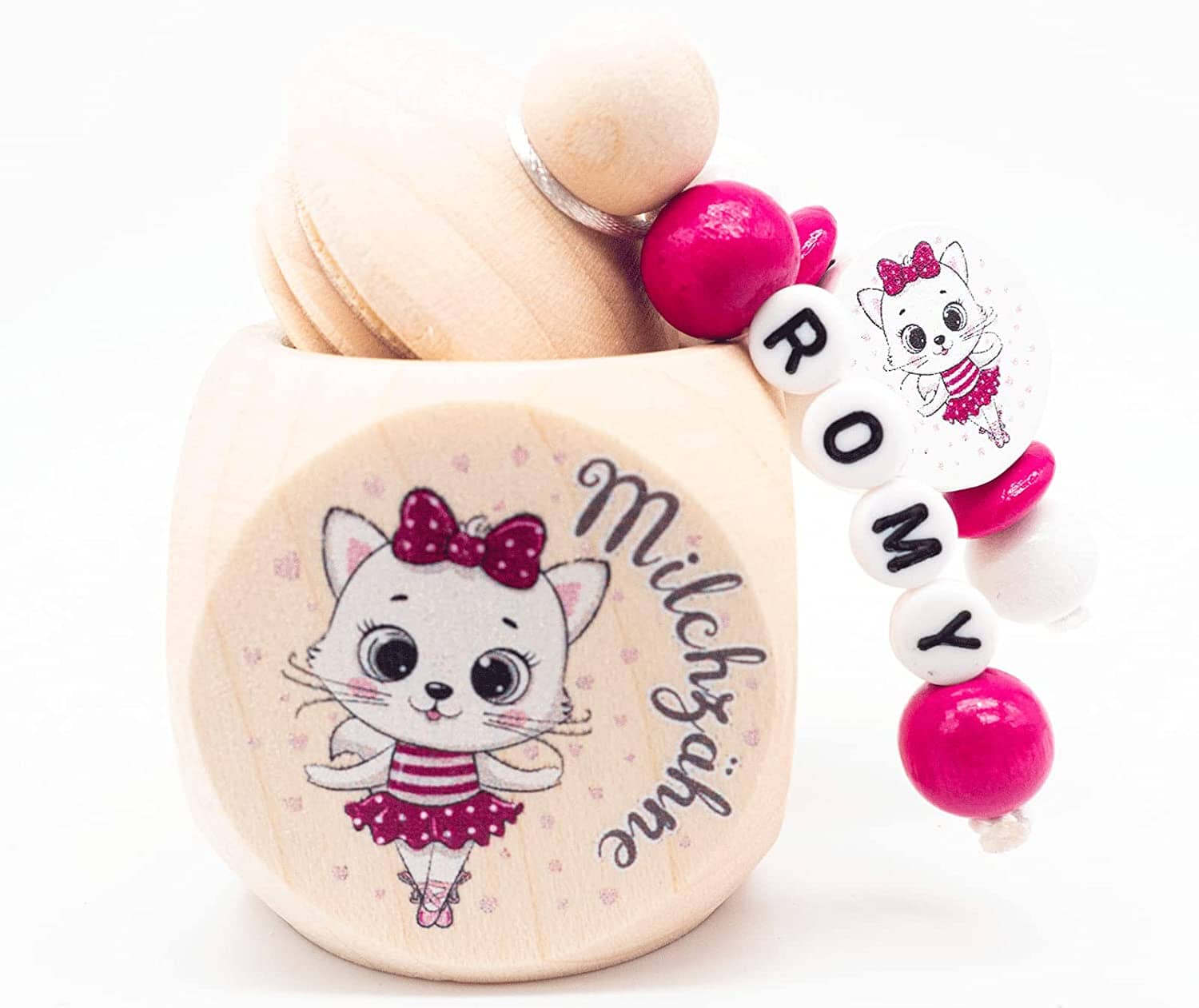 Milchzahndose mit Namen Mädchen Katze Pink Milchzahndose minipishop 