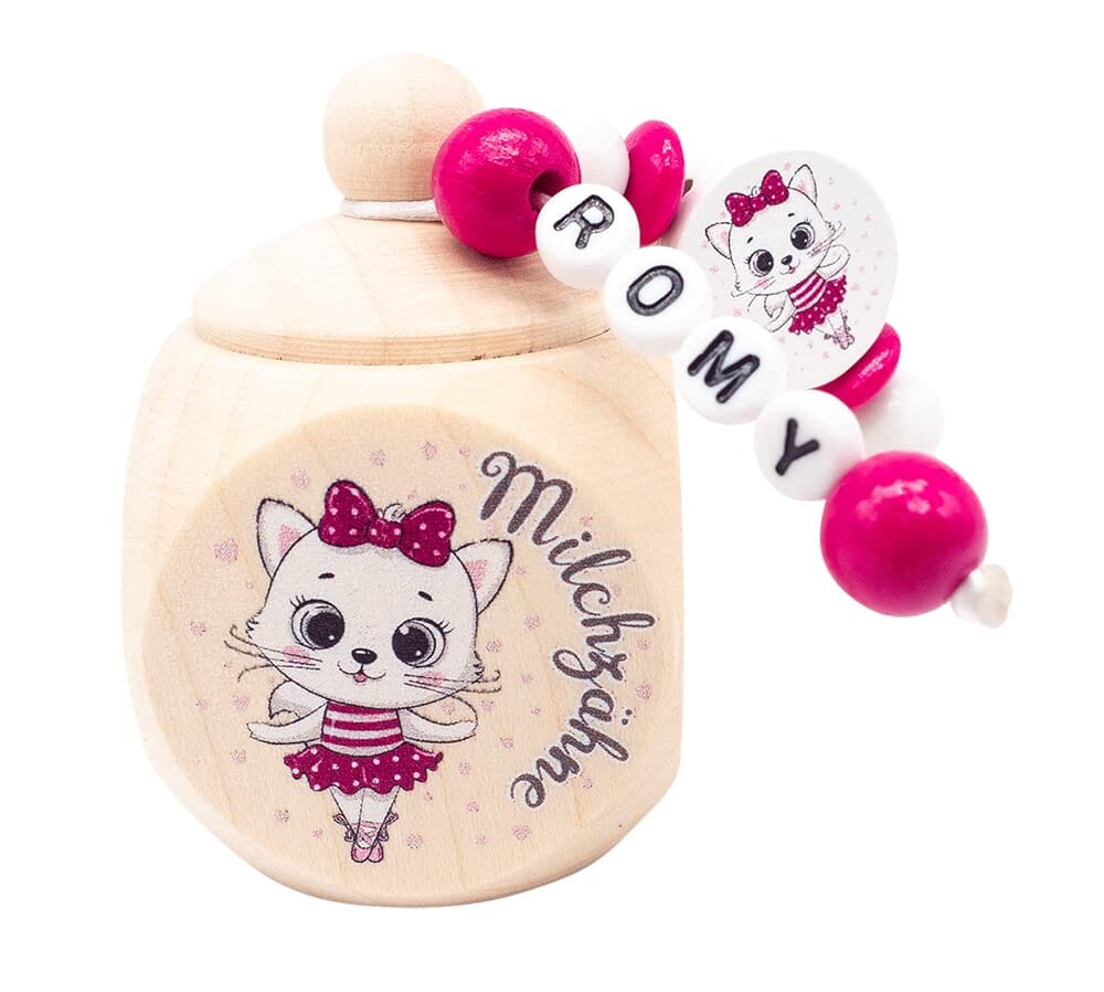 Milchzahndose mit Namen Mädchen Katze Pink Milchzahndose minipishop Milchzahndose mit Namen 
