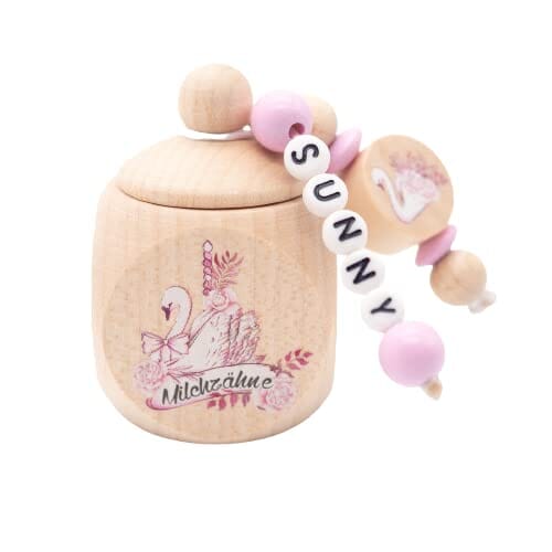 Milchzahndose mit Namen Mädchen Schwan rosa Milchzahndose minipishop Milchzahndose mit Namen 