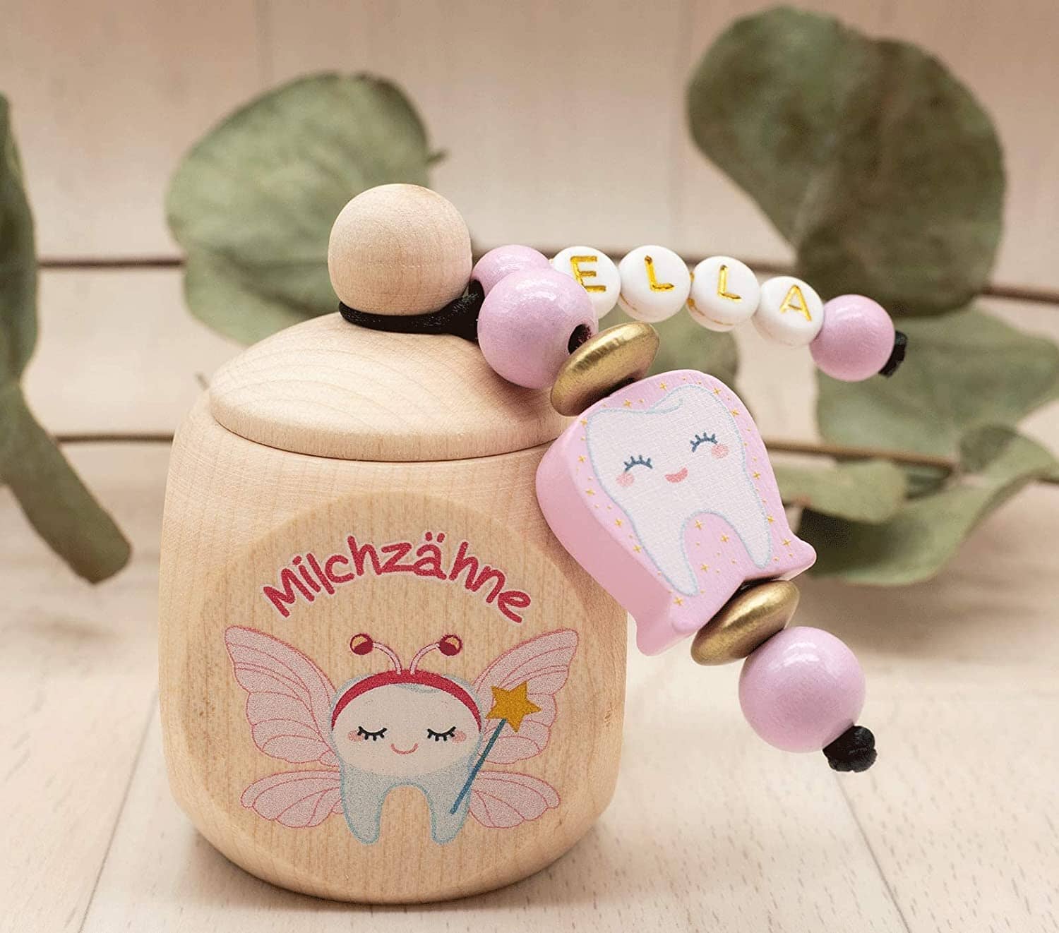 Milchzahndose mit Namen Mädchen Zähnchen Rosa Gold Milchzahndose minipishop 