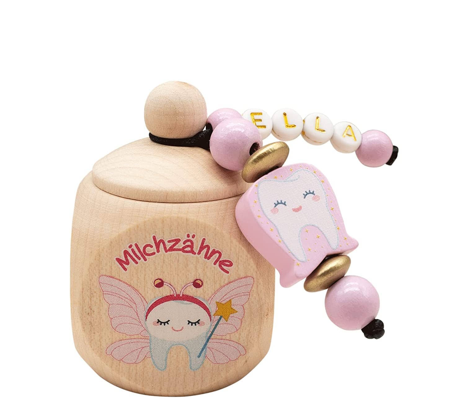 Milchzahndose mit Namen Mädchen Zähnchen Rosa Gold Milchzahndose minipishop Milchzahndose mit Namen 