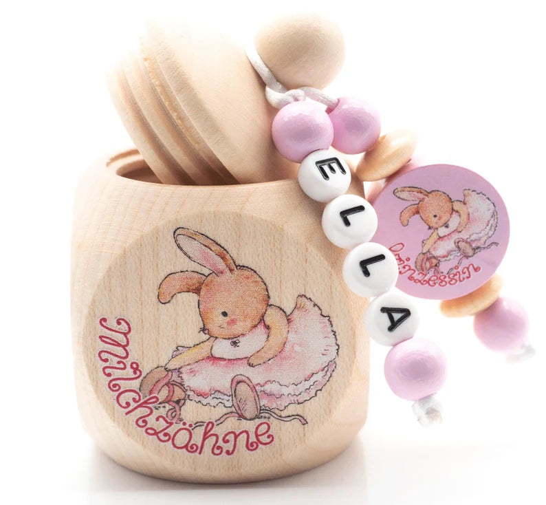 Milchzahndose mit Namen Maedchen Hase Ballerina rosa Milchzahndose minipishop 