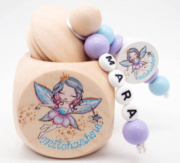 Milchzahndose mit Namen Maedchen Zahnfee Prinzessin Blau