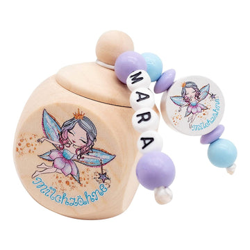 Milchzahndose mit Namen Maedchen Zahnfee Prinzessin Blau