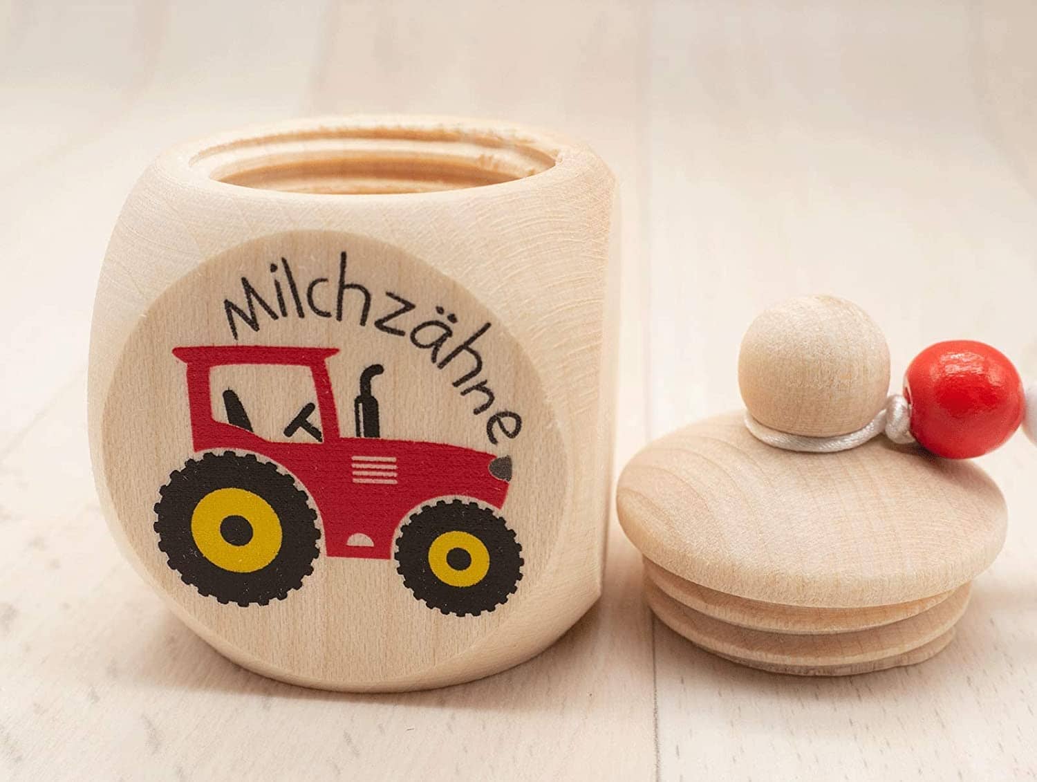 Milchzahndose mit Namen Traktor Trecker Rot Milchzahndose minipishop 