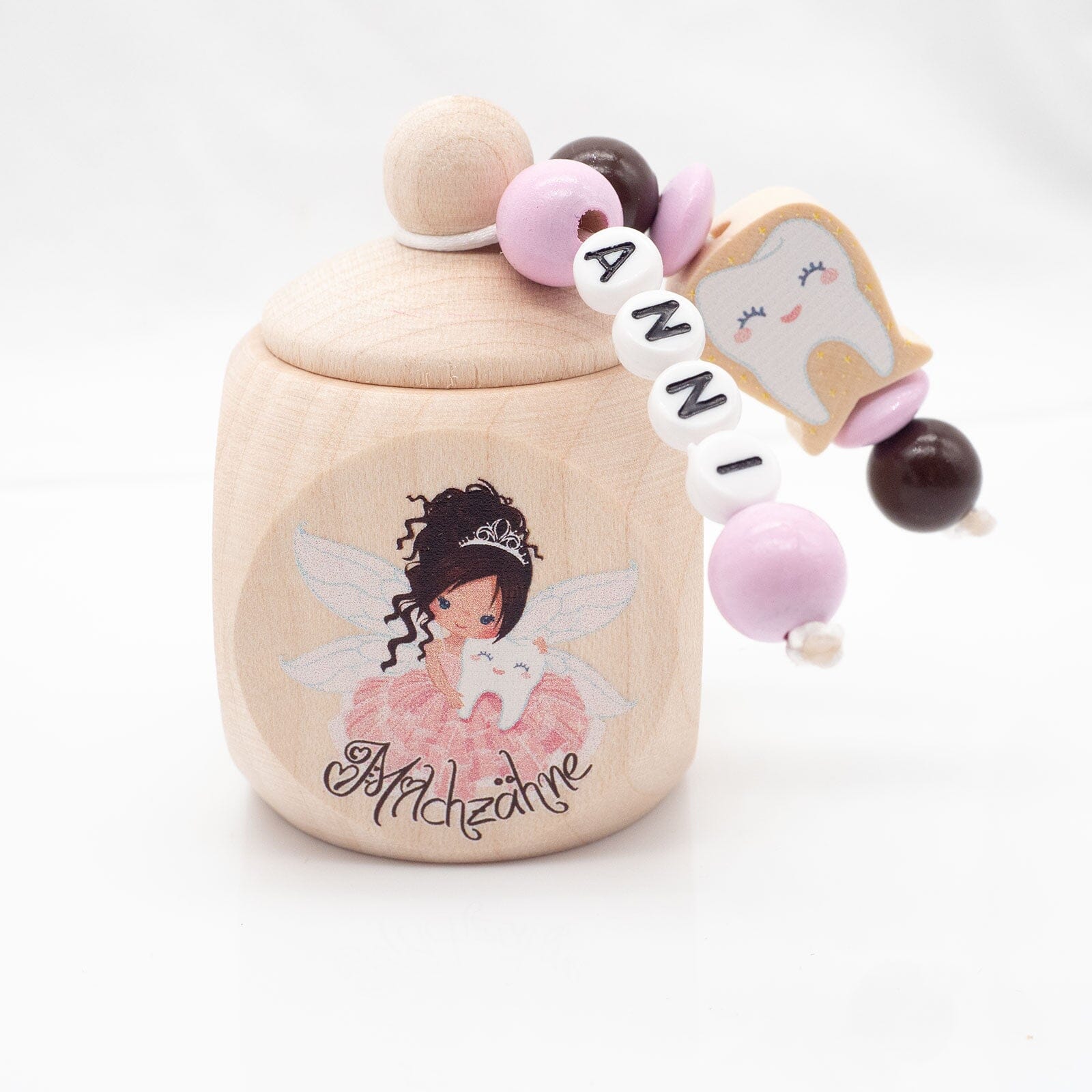 Milchzahndose mit Namen Zahnfee Braune Haare Milchzahndose minipishop 
