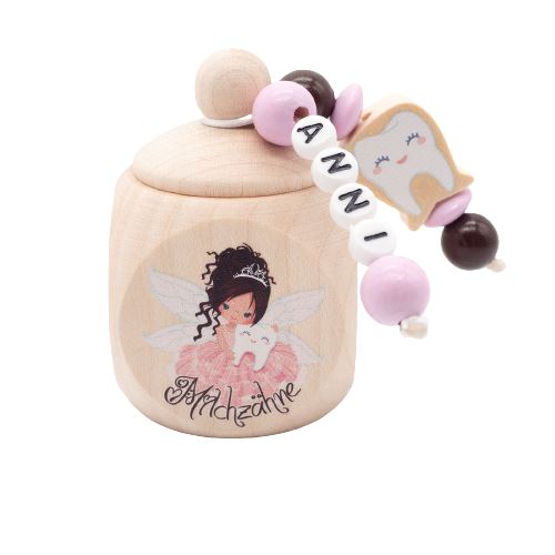 Milchzahndose mit Namen Zahnfee Braune Haare Milchzahndose minipishop Milchzahndose mit Namen 