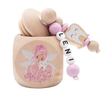 Milchzahndose mit Namen Zahnfee Rosa Haare