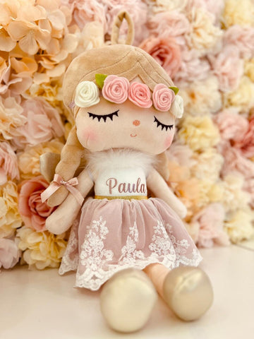 Puppe mit Namen Blumenkranz rosa Engel Puppe minipishop 