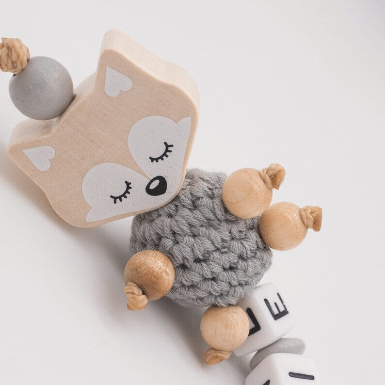 Schnullerkette mit Namen Junge Mädchen Traum Fuchs naturtöne Schnullerkette minipishop 