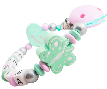 Schnullerkette mit Namen Mädchen Schmetterling +Mini Prinzessin Schnullerkette minipishop Schnullerkette 